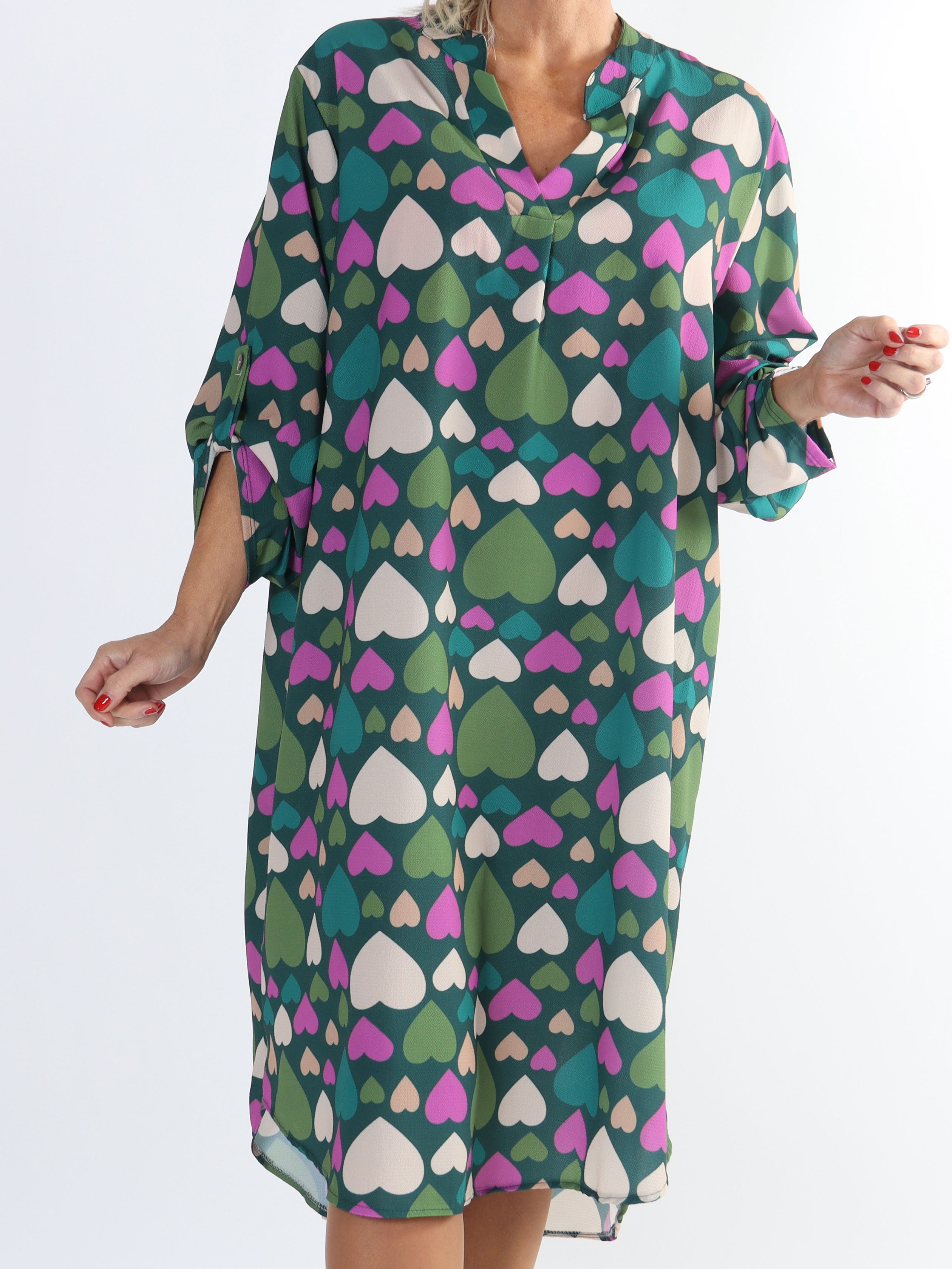 Vanesa Heart Long - Plus size kjole med hjerte mønster